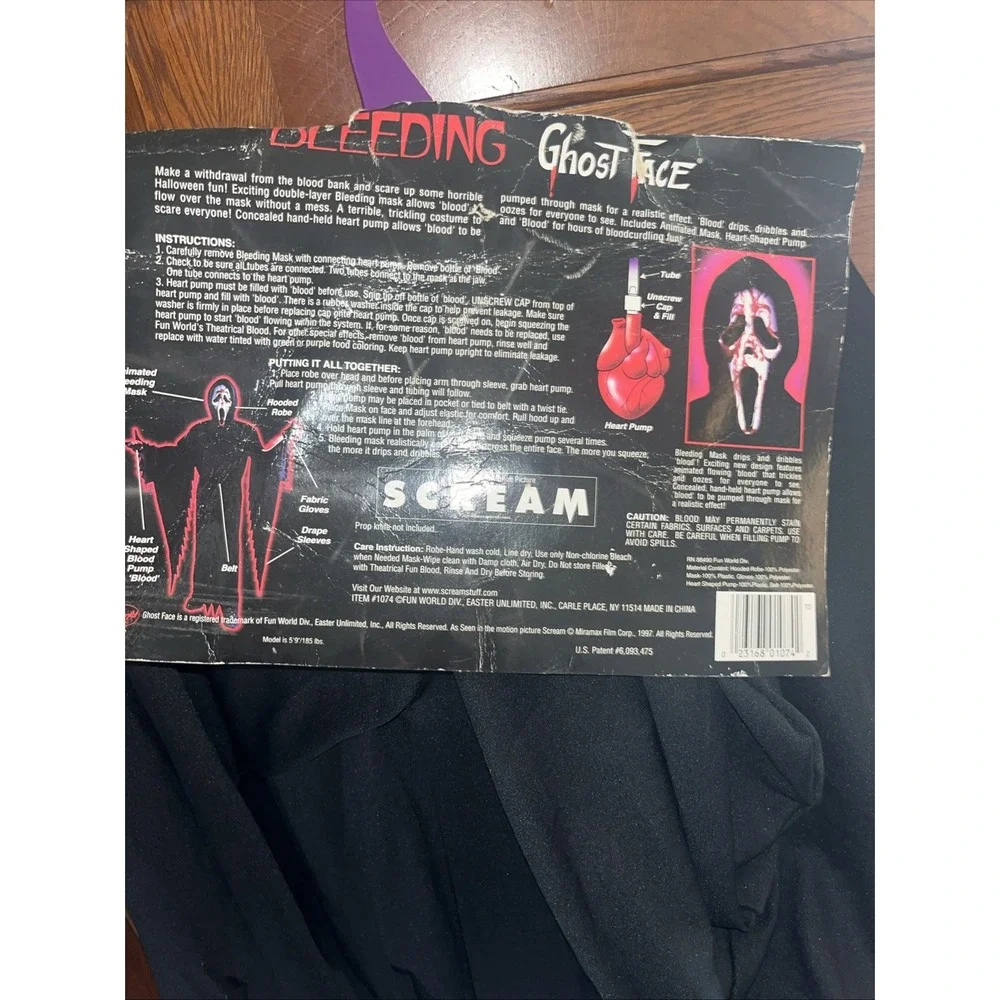 Rare‎ Adult 1997 Bleeding Ghost Face Costume Scream Fits Up To Between New